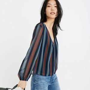 NWOT Madewell sheer-sleeve top in Academy Stripe